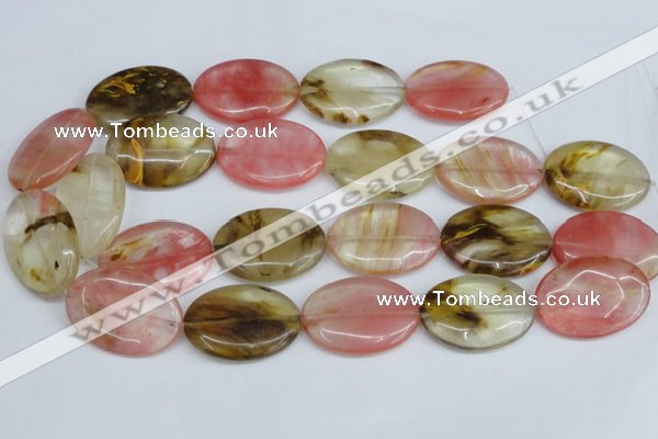 CCY221 15.5 inches 25*35mm oval volcano cherry quartz beads