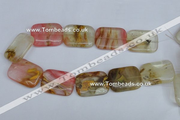 CCY223 15.5 inches 30*40mm rectangle volcano cherry quartz beads