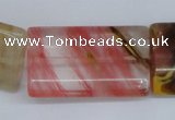 CCY224 15.5 inches 24*40mm flat tube volcano cherry quartz beads