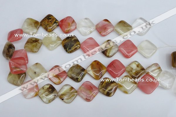 CCY225 15.5 inches 20*20mm diamond volcano cherry quartz beads