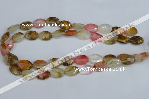 CCY230 15.5 inches 13*18mm faceted oval volcano cherry quartz beads