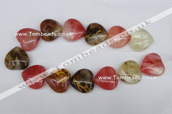 CCY232 15.5 inches 30*30mm heart volcano cherry quartz beads