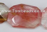 CCY234 30*40mm twisted & faceted rectangle volcano cherry quartz beads