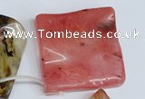 CCY236 Top-drilled 50*50mm wavy diamond volcano cherry quartz beads