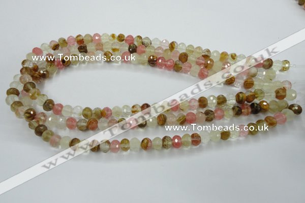 CCY401 15.5 inches 6*8mm faceted rondelle volcano cherry quartz beads