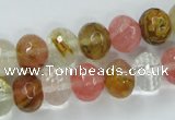 CCY403 15.5 inches 9*12mm faceted rondelle volcano cherry quartz beads