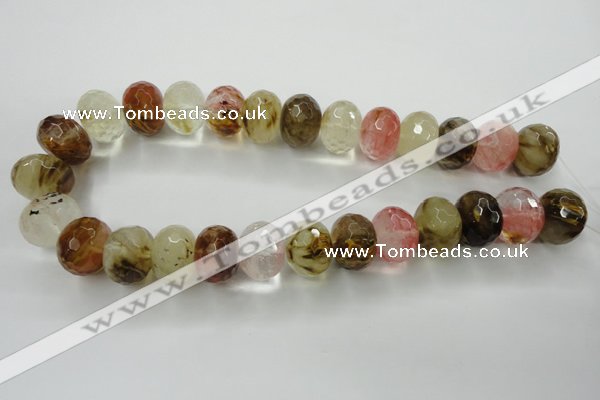 CCY406 15.5 inches 15*20mm faceted rondelle volcano cherry quartz beads