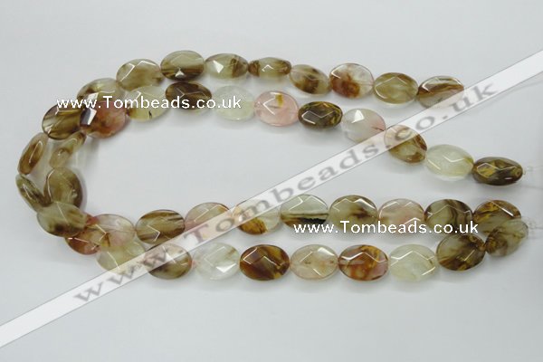 CCY418 15.5 inches 13*18mm faceted oval volcano cherry quartz beads