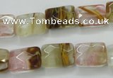 CCY430 15.5 inches 10*14mm faceted rectangle volcano cherry quartz beads