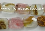 CCY432 15.5 inches 13*18mm faceted rectangle volcano cherry quartz beads