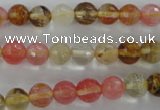 CCY502 15.5 inches 8mm faceted round volcano cherry quartz beads