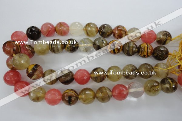 CCY507 15.5 inches 18mm faceted round volcano cherry quartz beads