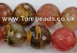 CCY508 15.5 inches 20mm faceted round volcano cherry quartz beads