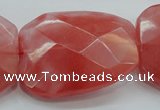 CCY55 15.5 inches 30*40mm twisted & faceted rectangle cherry quartz beads