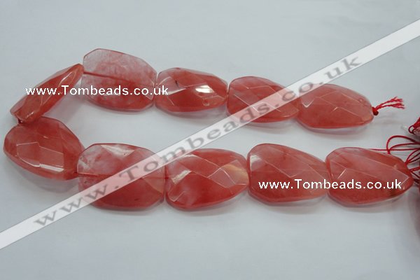 CCY55 15.5 inches 30*40mm twisted & faceted rectangle cherry quartz beads