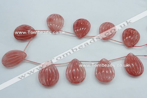 CCY57 30*40mm top-drilled teardrop cherry quartz beads wholesale