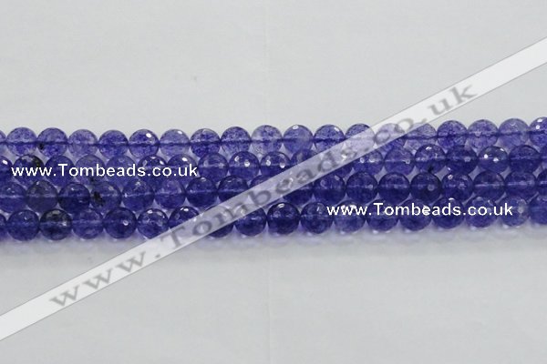 CCY604 15.5 inches 12mm faceted round blue cherry quartz beads