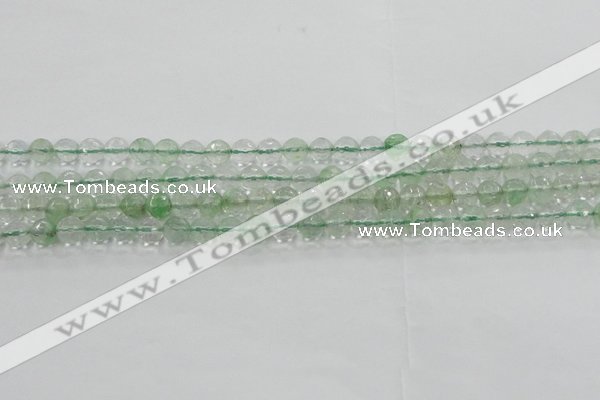 CCY611 15.5 inches 6mm faceted round green cherry quartz beads