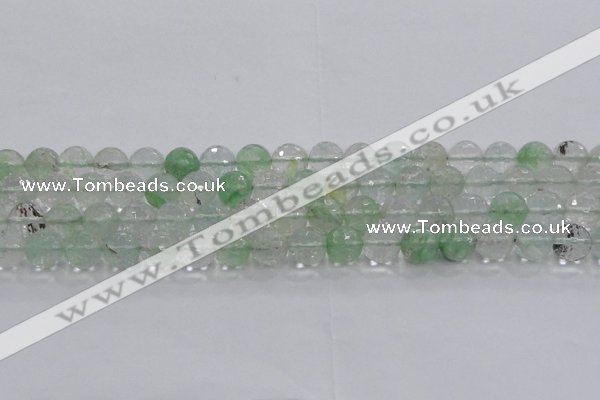 CCY614 15.5 inches 12mm faceted round green cherry quartz beads