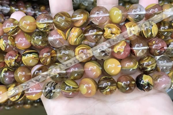 CCY644 15.5 inches 12mm round volcano cherry quartz beads