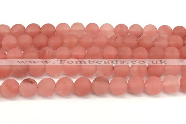 CCY674 15 inches 12mm round matte cherry quartz beads