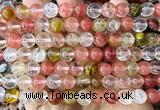 CCY688 15 inches 8mm round volcano cherry quartz beads