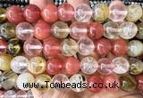 CCY690 15 inches 12mm round volcano cherry quartz beads