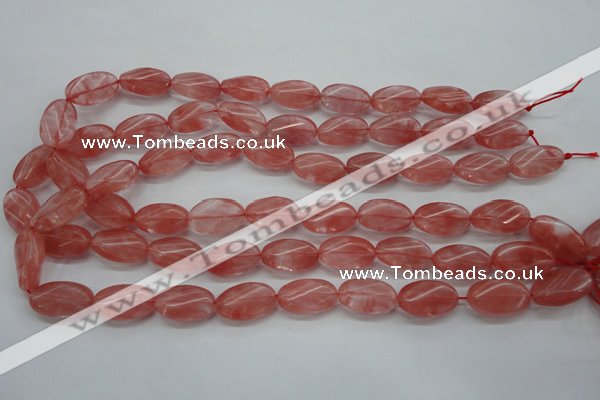 CCY70 15.5 inches 12*20mm twisted oval cherry quartz beads wholesale