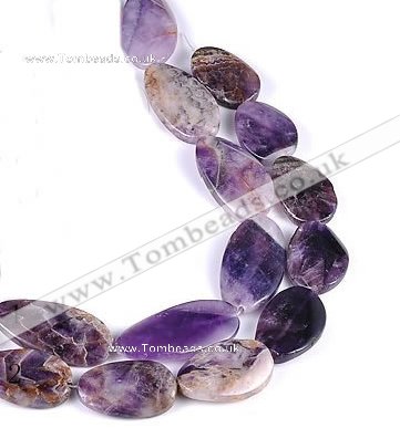 CDA03 twisted oval dogtooth amethyst quartz beads Wholesale