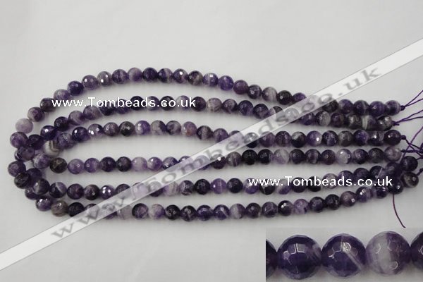 CDA152 15.5 inches 8mm faceted round dogtooth amethyst beads