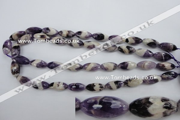 CDA28 15.5 inches 10*20mm faceted rice dogtooth amethyst beads