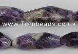 CDA29 15.5 inches 12*30mm – 13*36mm faceted rice dogtooth amethyst beads