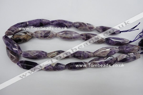 CDA29 15.5 inches 12*30mm – 13*36mm faceted rice dogtooth amethyst beads