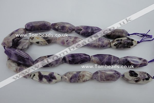 CDA30 15.5 inches 15*38mm – 16*40mm faceted rice dogtooth amethyst beads