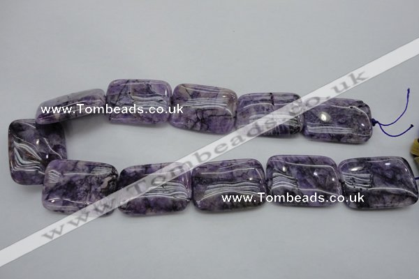 CDA312 15.5 inches 25*35mm rectangle dyed dogtooth amethyst beads