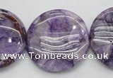 CDA317 15.5 inches 30mm flat round dyed dogtooth amethyst beads