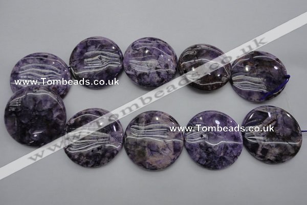 CDA318 15.5 inches 40mm flat round dyed dogtooth amethyst beads