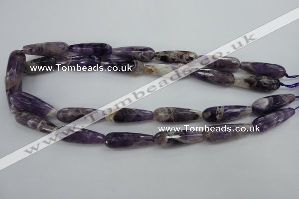 CDA32 15.5 inches 10*30mm faceted teardrop dogtooth amethyst beads