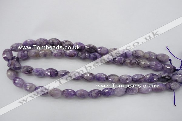 CDA333 15.5 inches 10*14mm faceted rice dyed dogtooth amethyst beads