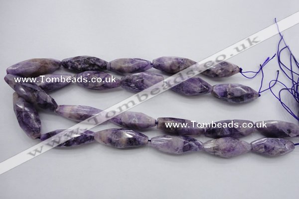 CDA335 15.5 inches 14*35mm faceted rice dyed dogtooth amethyst beads