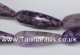 CDA341 15.5 inches 10*30mm faceted teardrop dyed dogtooth amethyst beads