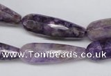 CDA341 15.5 inches 10*30mm faceted teardrop dyed dogtooth amethyst beads