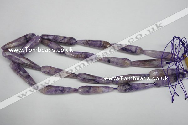 CDA342 15.5 inches 10*40mm faceted teardrop dyed dogtooth amethyst beads