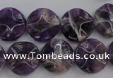 CDA37 15.5 inches 16mm wavy coin dogtooth amethyst beads