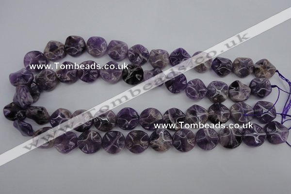 CDA37 15.5 inches 16mm wavy coin dogtooth amethyst beads