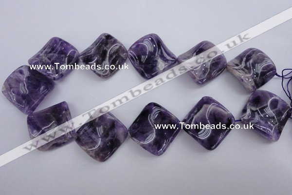 CDA41 15.5 inches 30*30mm twisted diamond dogtooth amethyst beads