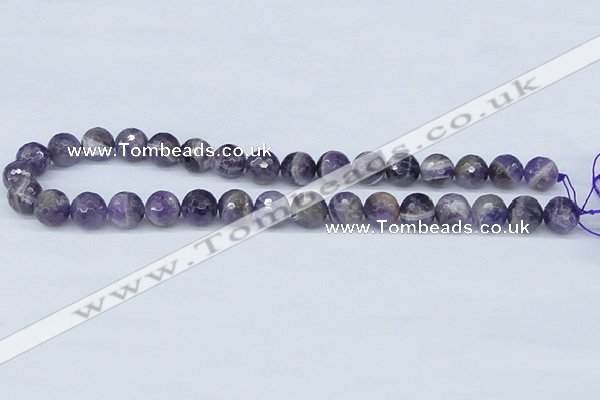 CDA61 15.5 inches 12mm faceted round dogtooth amethyst beads