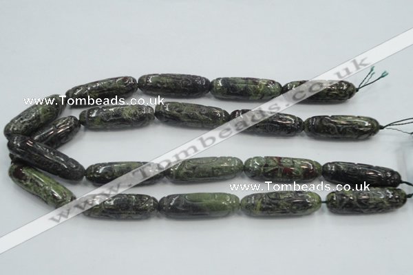 CDB204 12*40mm carved cylinder natural dragon blood jasper beads