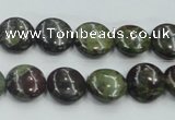 CDB206 15.5 inches 12mm flat round natural dragon blood jasper beads