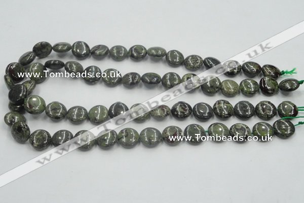 CDB207 15.5 inches 14mm flat round natural dragon blood jasper beads